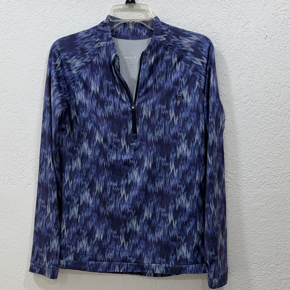 Born Blue Patterned Quarter-Zip Athletic Pullover with THUMBHOLES Size M